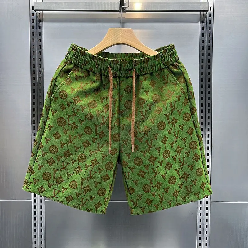 2024 Butterfly Popular Jacquard Shorts Men\'s Summer Casual and Breathable Knee Length Pants Lovers Wild Straight Beach Pants