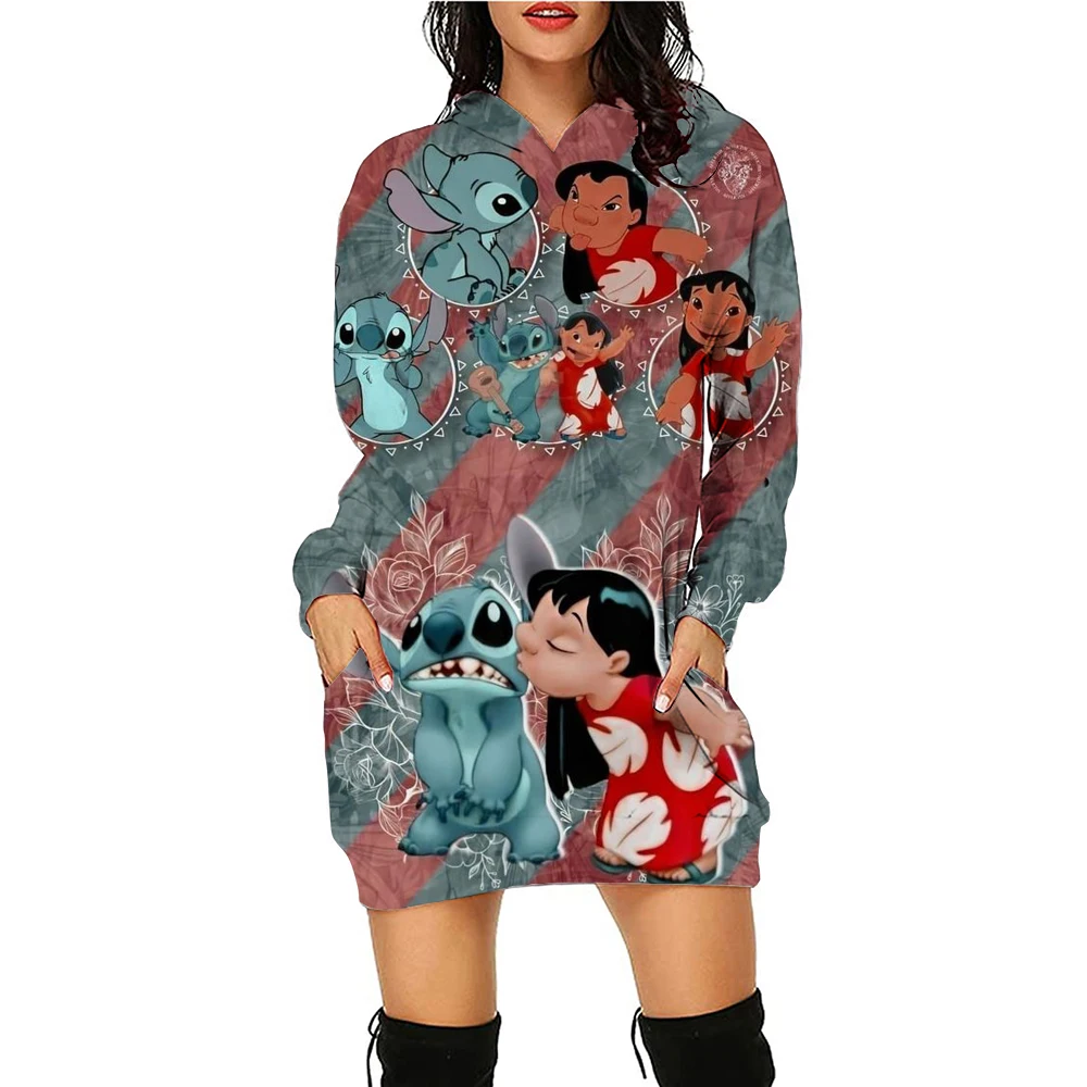 Y2k gaun rajut wanita, Hoodie Mini wanita Disney 2025, gaun sweter pesta mewah modis Kawaii 3XL