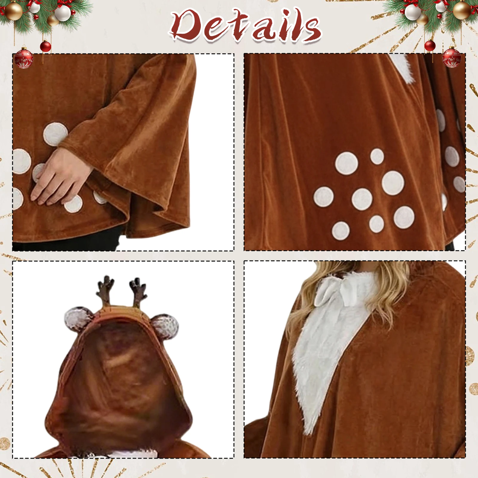 Deer Costume Deer Cape Animal Costume Adult Deer Christmas Halloween Cosplay Costume Ponchos