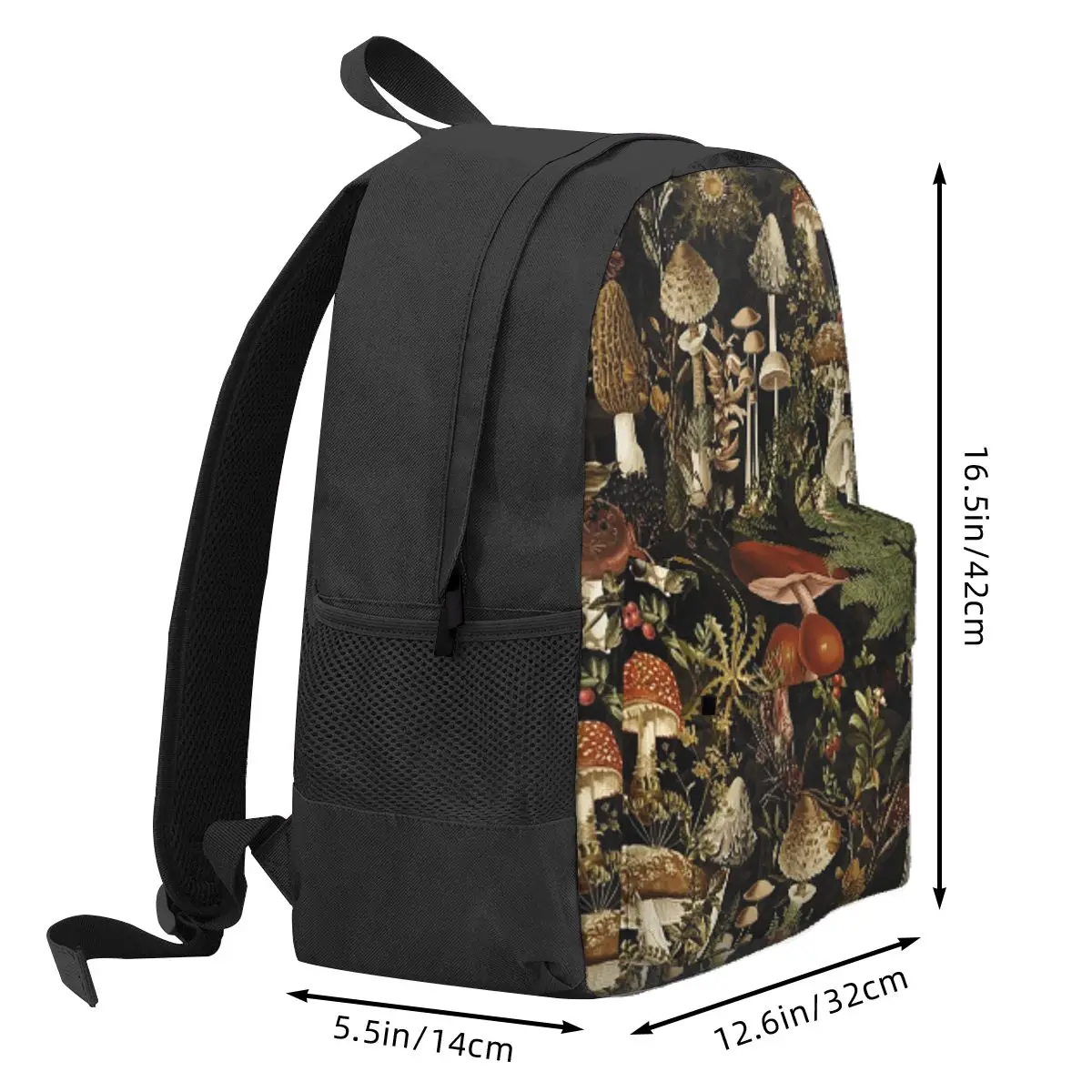 Midnight Mushrooms Forest Botanical Night Garden Backpack Daypack Kids BookBag School Bag Shoulder Bags for Men Women