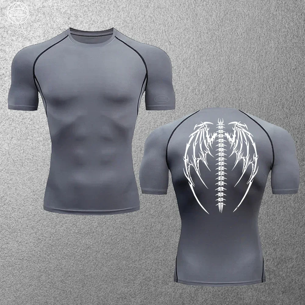 Zomerfitness Heren Sneldrogende Top Dunne Hardloopt-Shirt Gym Jogging Training Ademende Compressie S-3XL Met Korte Mouwen