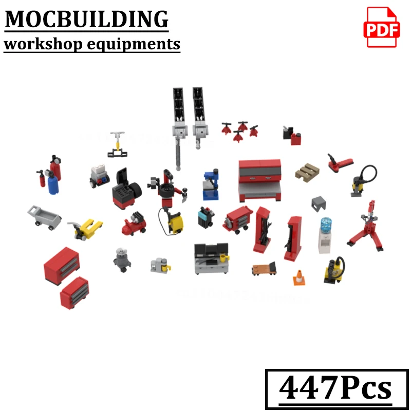 Workshop Accessories Tools Model Blocks MOCBUILDING City Car Lift Garage Equipment Bricks Display Construction Toys Gift