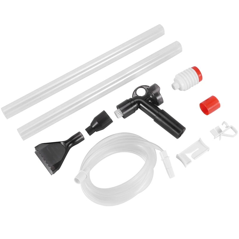 Aquarium Gravel Vacuum Cleaner Fast Fish Tank Siphon Cleaning Seaweed Scraper Air Press Button Water Changer Kit