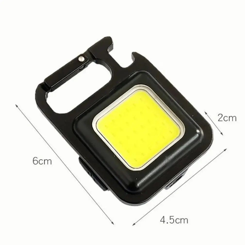 Portátil Mini LED Keychain Light, USB recarregável, Luz de trabalho de bolso com saca-rolhas, acampamento ao ar livre, pesca, escalada