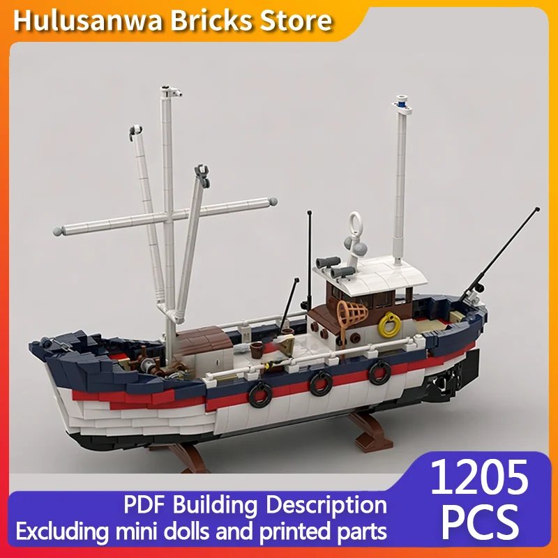 Wooden Fishing Trawler Model MOC Building Bricks War Equipment Modular Technology Gifts Holiday Assemble Children Toys Suit