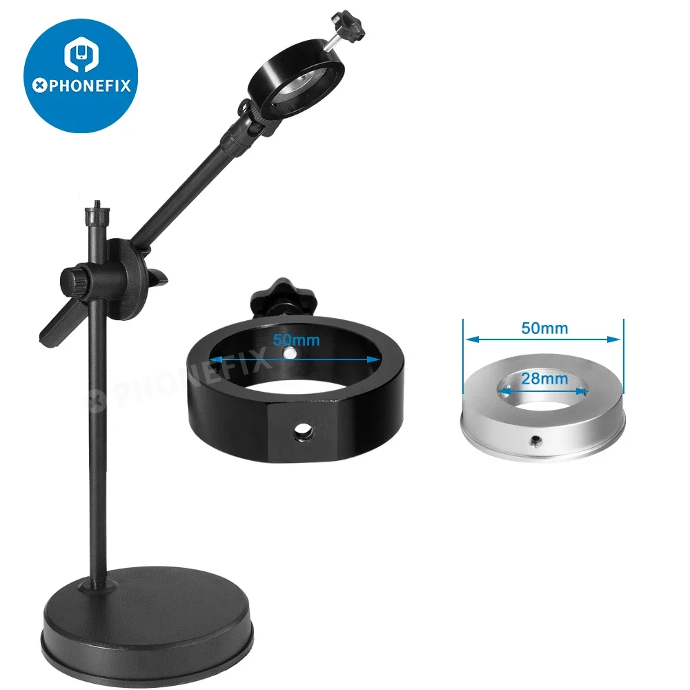 48MP 4K 1080P HDMI USB Industrial Video Microscope Camera 1X-130X Zoom C Mount Lens with Overhead Tripod Tabletop Shooting Stand