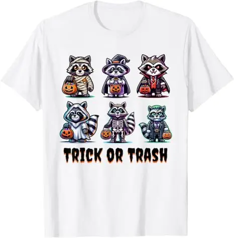 Trick or Trash Halloween Lustiges Waschbär-Herbst-T-Shirt, Y2k Niedliches Waschbär-Halloween-T-Shirt, Trendiges Gruseliges und Wildes T-Shirt – Detail 10
