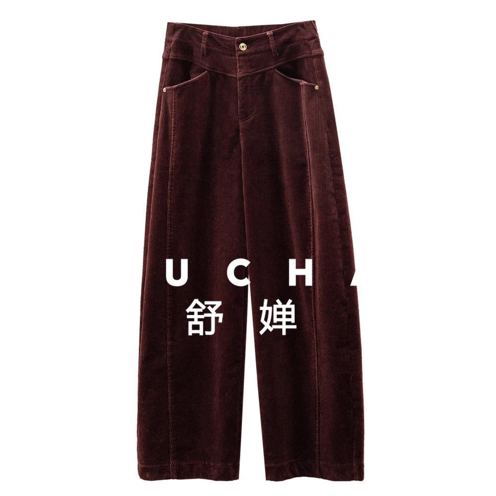 

Old money, law G slim retro corduroy high waist wide legs sickle fleece pants H women 49I4 special