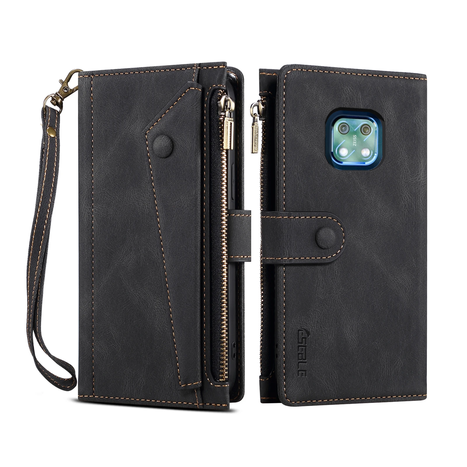 

Flip Leather Lanyard Cover For Nokia XR20 TA-1368 TA-1362 6.67" Magnetic Button Zipper Card Slot Wallet Shockproof Phone Case