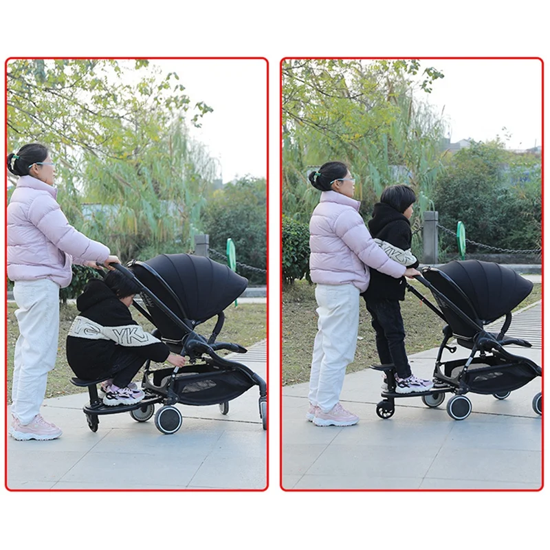 Baby Stroller Wheeled Board Kids Wheel Board Stroller Step Stand Ride On Boards Plate Detachable Seat