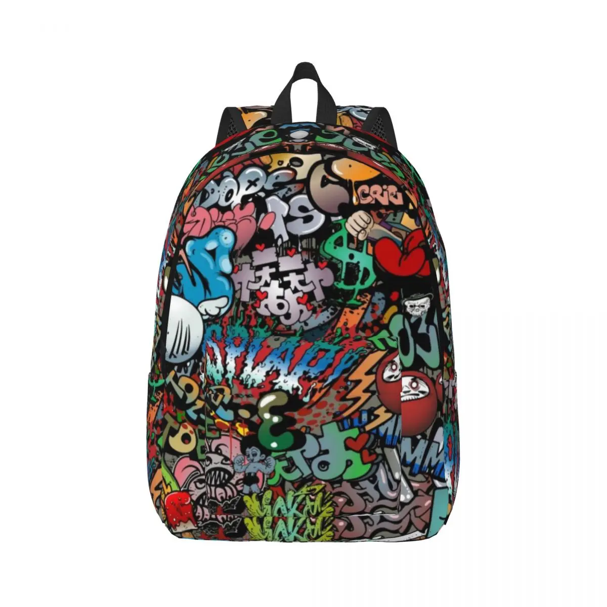 

Synr 70s Retro Comic Graffiti Print Canvas Casual Backpack - Lightweight and Durable Rucksack for Daily Use, School, and Travel