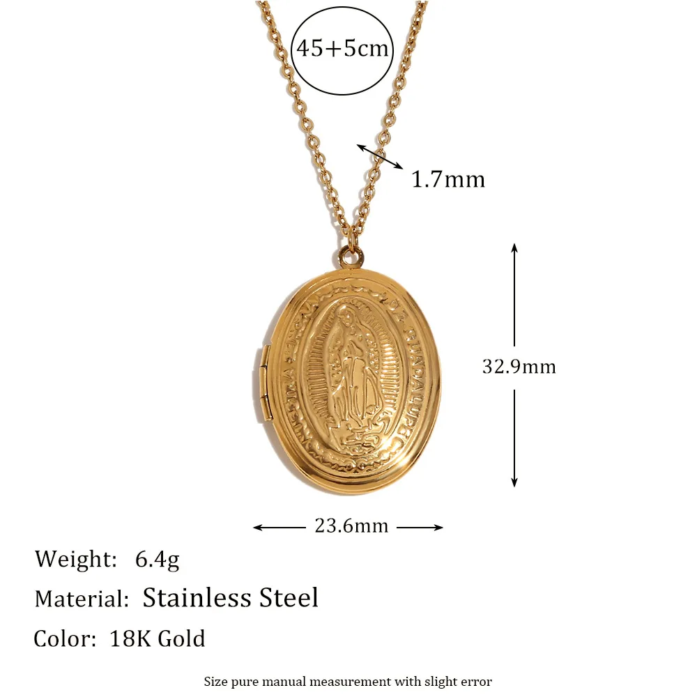 Ins 18K Gold Silver PVD Plated Stainless Steel locket Pendant Flower Angel  Necklace For Women  Jewelry Gift Waterproof