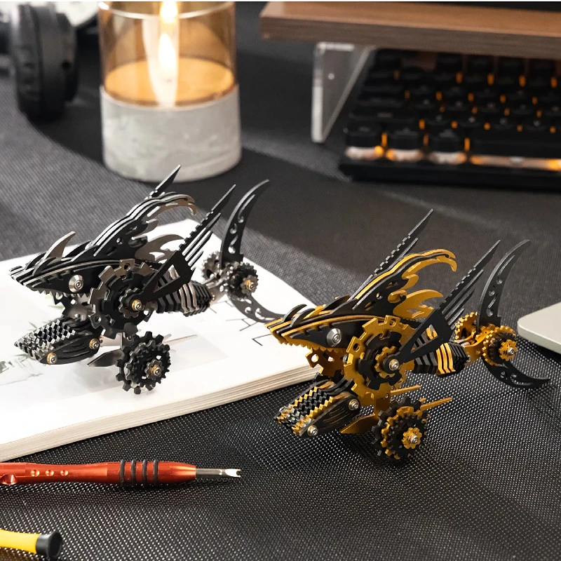 MOKR サメ Ju Chi Sha 3D メタルパズルおもちゃとプレゼント DIY ジグソー手作りモデル クリスマス新年の誕生日ギフト