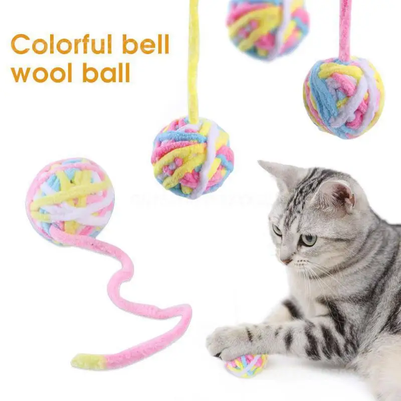 1 ~ 4 SZTUK Zabawki do drażnienia dla kotów Kolorowe wełniane kulki dla kotów Kolorowe dzwonki Pet Ball Cat Supplies Chew Tease Cat Toy Bells Pet Cat Toys