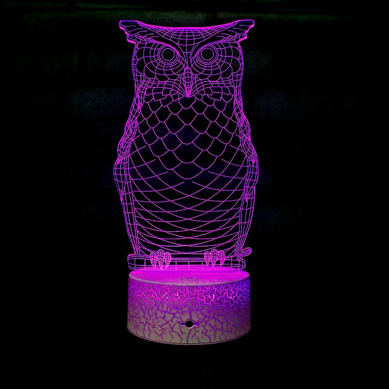 Nighdn Owl 3D Lamp LED Night Light for Kids Room 7 Color Changing Desk Table Lamp Bedroom Decoration Halloween Christmas Gifts