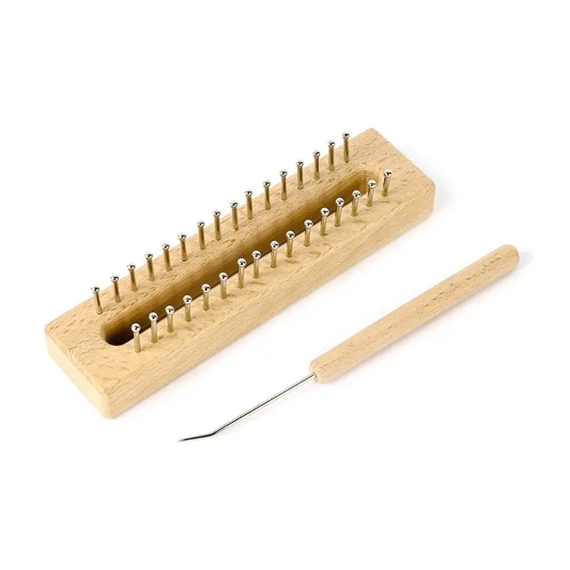 32 pinos de madeira tricô tear placa gancho kit agulha diy artesanato para chapéus meias lenços tecelagem ferramenta