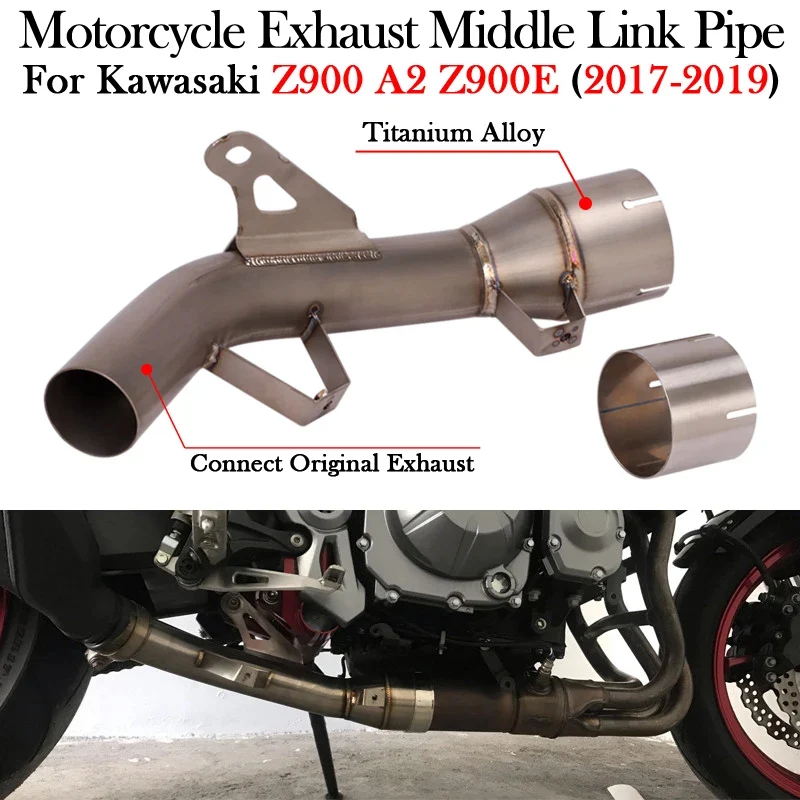 Titanium Alloy Motorcycle Exhaust Escape Moto Modify Middle Mid Link Pipe Bike Tube For KAWASAKI Z900 A2 Z900E 2017 2018 2019