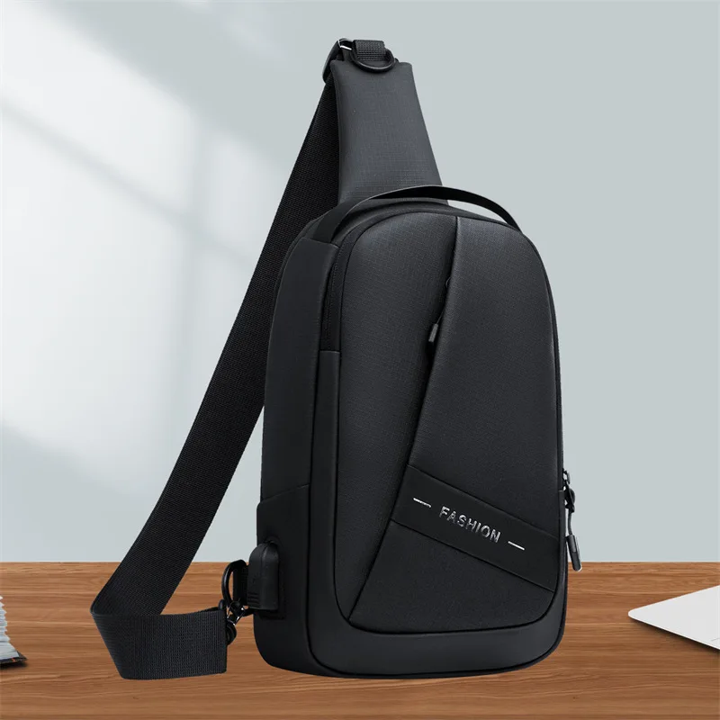 

New Model Business Men's Single-shoulder Bag for Outdoor Travel, Front Pocket Bag, Multi-functional Waterproof Cross-body Bag