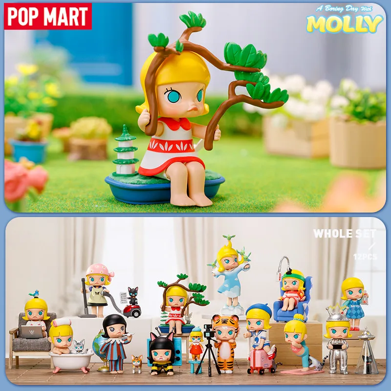 Pop Mart ein langweiliger Tag mit Molly Serie Blind Box Rate Tasche Mystery Box Spielzeug Puppe niedlichen Anime Figur Ornamente Geschenks ammlung