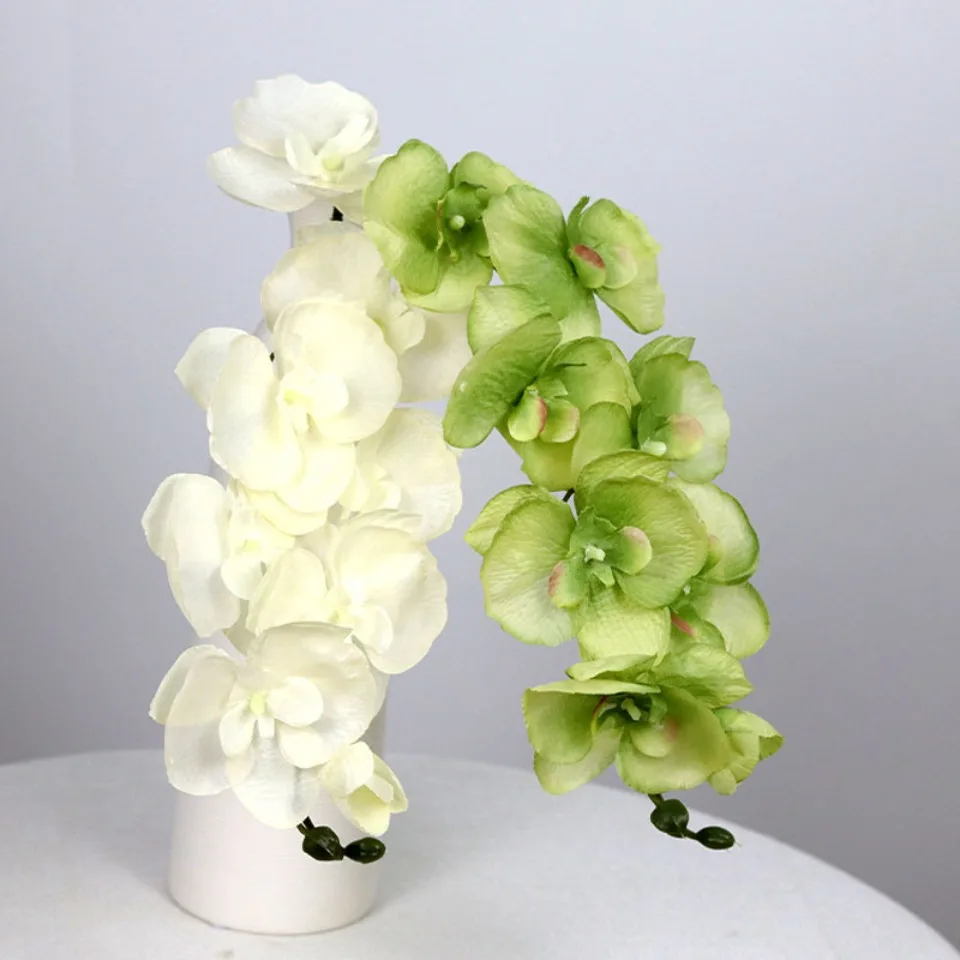 8 Köpfe große künstliche Seide Zweig Orchidee Phalaenopsis schwarz Burgund Hochzeit Home Decor Blumen Topf Orchidee Großhandel – Detail 3
