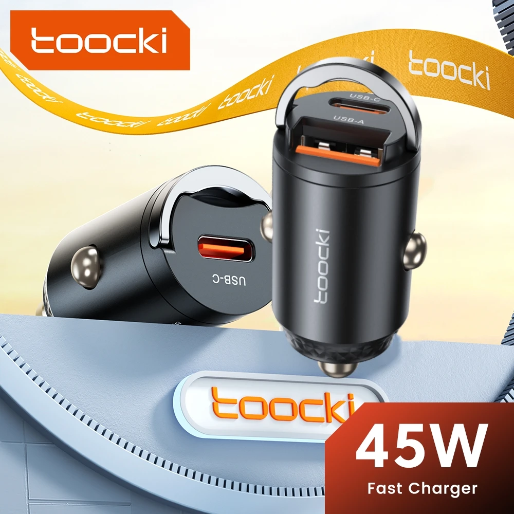 Toocki mini Pull Ring Auto ladegerät Schnell ladung 33w/45w USB Typ C Port Auto Handy Ladegerät für iPhone Android Tablet