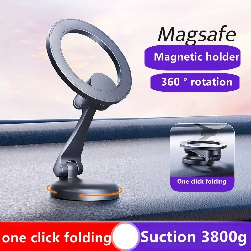 

Folding Strong Magnet Mount Mobile Phone Metal Stand Support in Car GPS For iPhone 13 Xiaomi Rotatable Car Magnetic Phone Holder