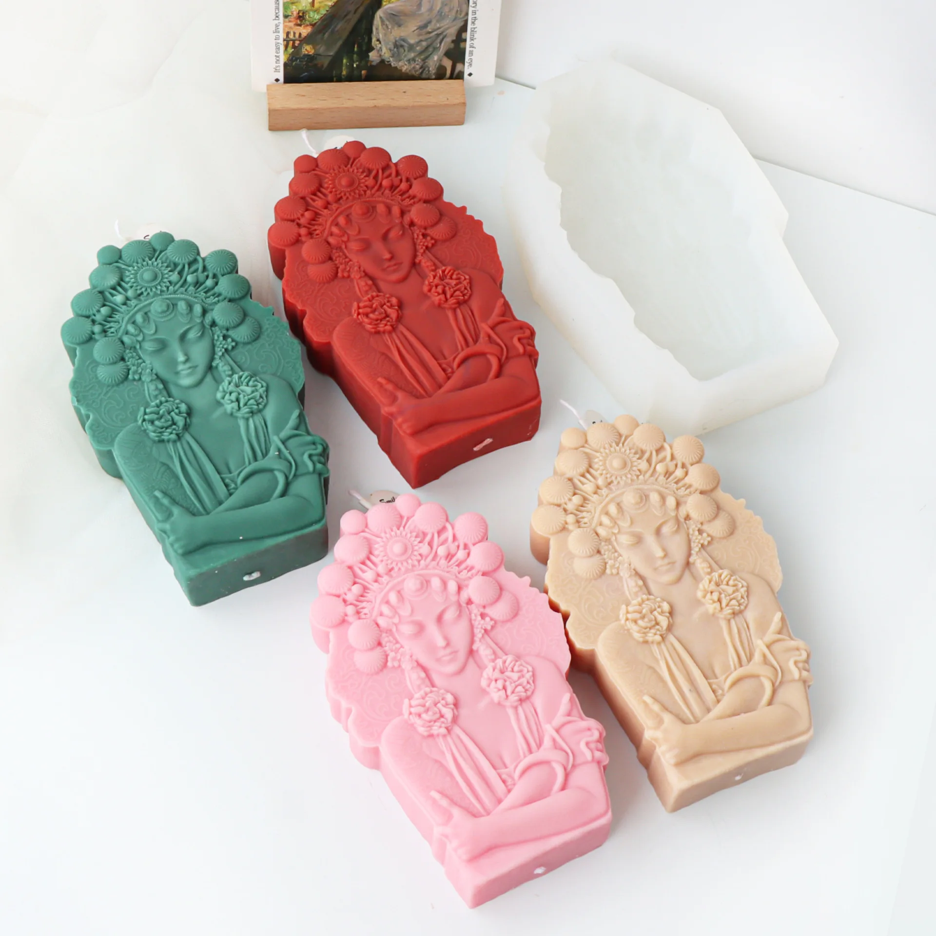 Peking Opera Silicone Mold for Handmade Candle Plaster Soap Epoxy Resin Chocolate Decoration Gypsum Ice DIY Baking Mould