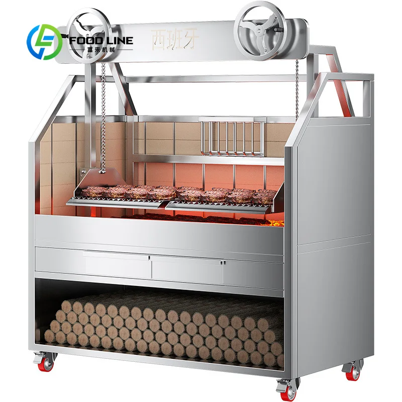 Customized charcoal roaster bbq pit heavy duty stainless steel easy clean for steak lamb processing restaurant catering venue