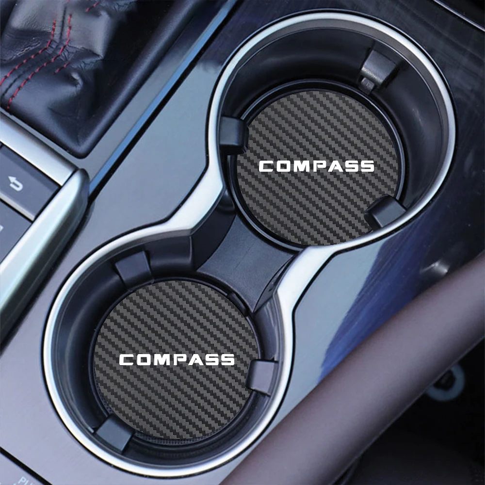 2PCS Non-slip Car Coaster Water Cup Pads Bottle Holder Mats Trim Accessories For Jeep Compass Trailhawk Limited 4x4 MK49 MP SUV