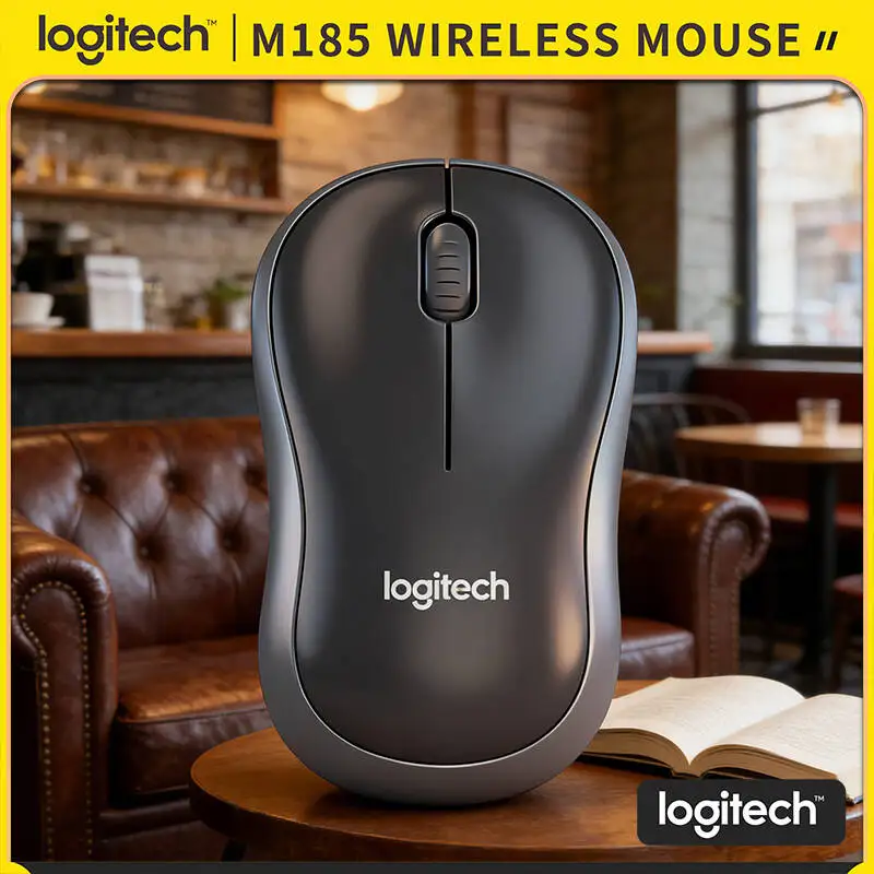 

Беспроводная эргономичная мышь Logitech M185 с удобным захватом для обеих рук, радиусом действия 10 м, 12-месячным сроком службы батареи, нано-приемником, мультисистемная.