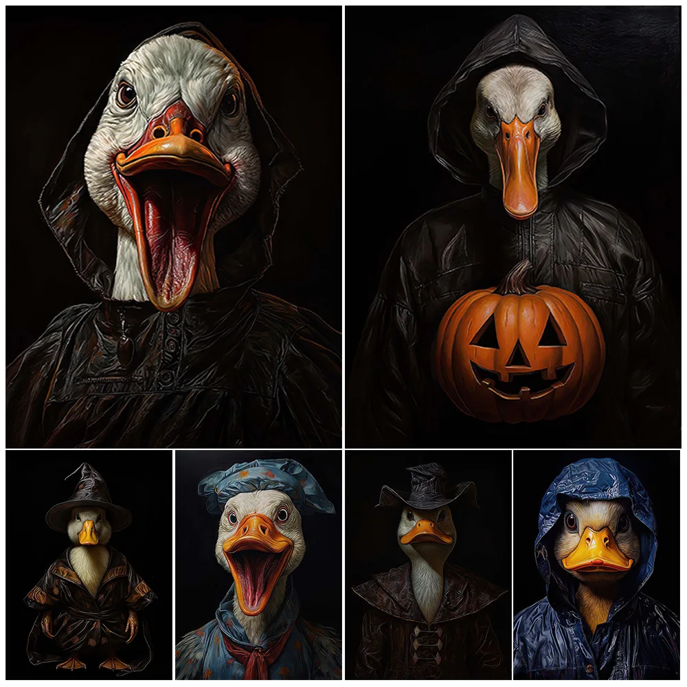 

Goose Gothic Renaissance Duck Portrait Vintage Posters Wall Pictures For Living Room Poster Wall Art Canvas Painting Unframed