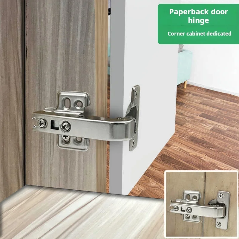 1PCS 180 Degree Flat Door Hinge Straight Corner Cabinet Buffer Damping Hinge Stainless Steel 90 Degree Swing Door Hinge