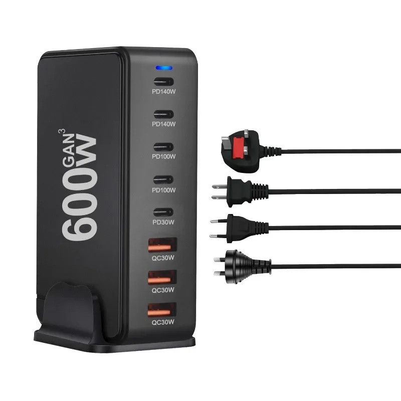 

New 600W GaN Fast Charge 3.0 USB-C Charger with 8 Ports 5C3A PD, Portable and Suitable for Tablets