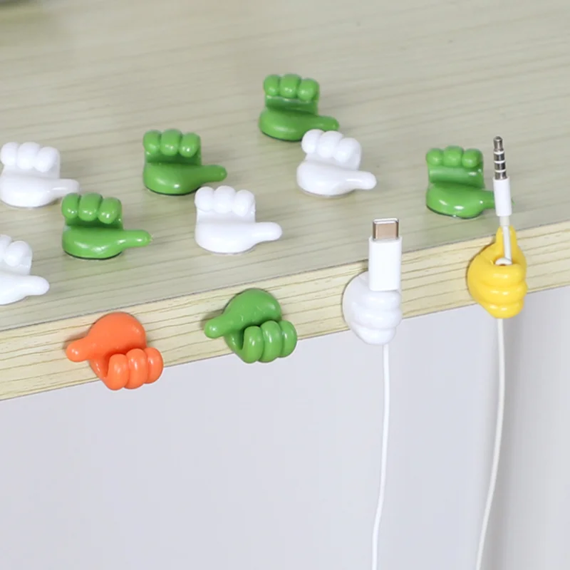 1pcs Creative Thumb Cable Trimmer Desktop Data Cable Storage Holder Hook Charging Cable Storage of Mobile Phone Line Arrangement