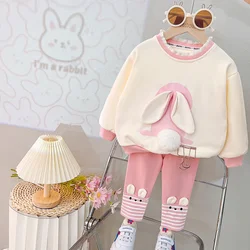 Set di abbigliamento per bambini autunno neonate Cute Cartoon Rabbit T Shirt pantaloni Toddler Kids tuta abbigliamento per neonati abiti