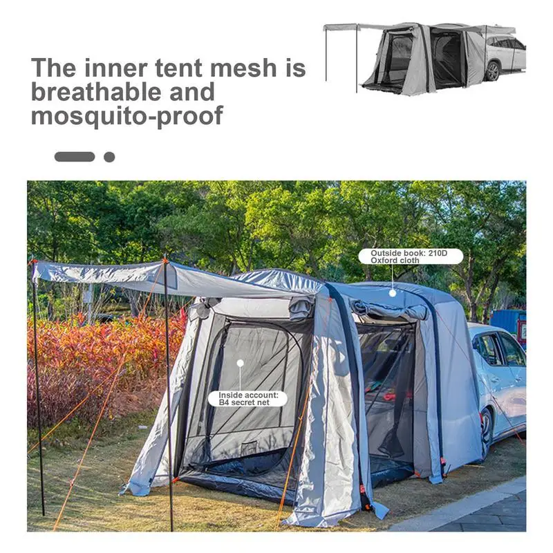 

Portable Camping Car Tent Waterproof Inflatable SUV Tents PU2000 Car Tail Tent For 3-4 People Auto Outdoor Accessories