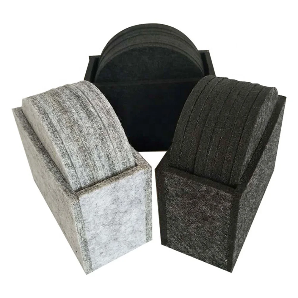 

Felt Coasters Dark Grey Round Cup Mat Heat Insulation Placemat for Home Restaurant Cafe Felt Cup Mat Non Slip