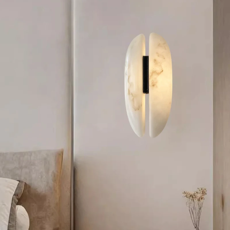 American High-end Metal Imitation Marble Home Decor Sconce LED Room Wall Light For Bedroom Villa Living Room Lighting Fixtures