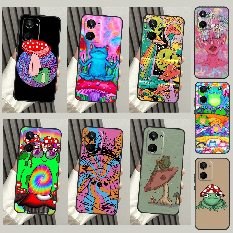 Hippie Mushroom Frog shrooms For Realme 8 9 10 Pro Plus 9i C11 C15 C30 C31 C35 C21Y C25 GT Neo 5 3 2 2T 3T Master Case