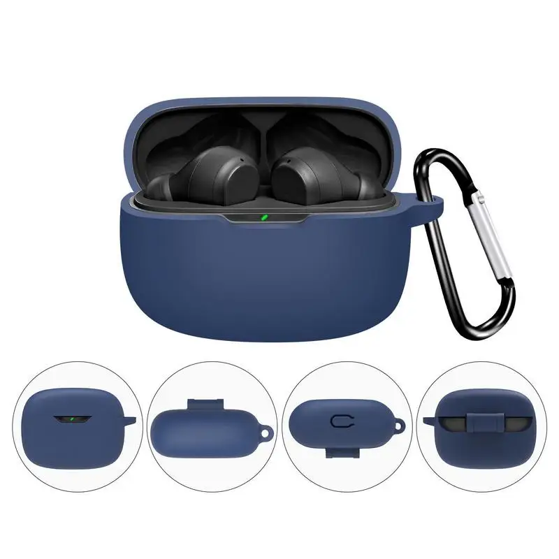 Case For JBL Wave Beam Earbuds Silicone Earphones Cover Anti-Drop Protective Shell For Blue Tooth Headphones With Carabiner - Image 3