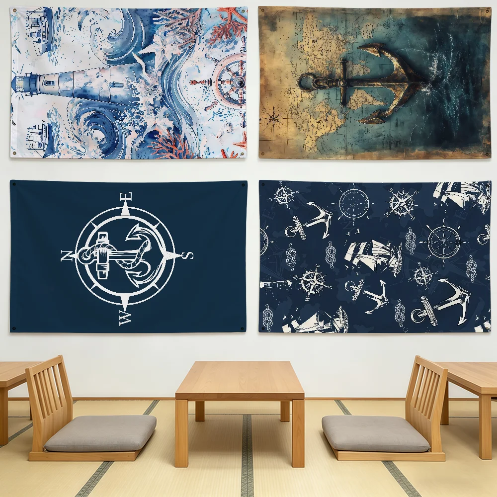 Navigation Watchtower Ship Anchor Flag Durable Outdoor Indoor Patio Festive Decoration Classic Design Pole Wall Room Banner