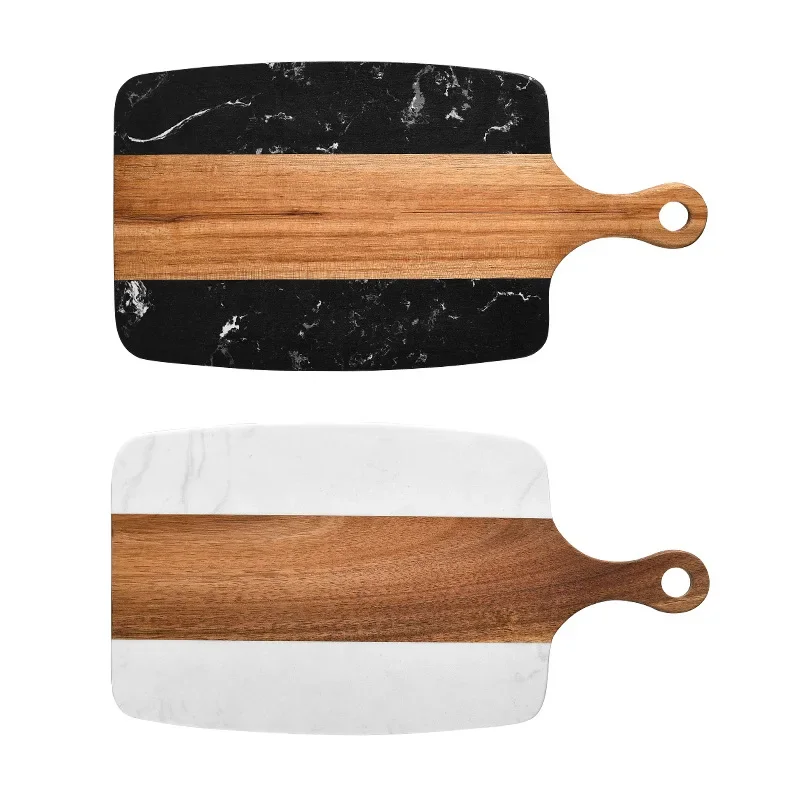 1Pc Marble Cutting Boards Wood Chopping Board Bread Fruit Serving Platter Black Steak Cheese Board Plate Outdoor Kitchen Tools