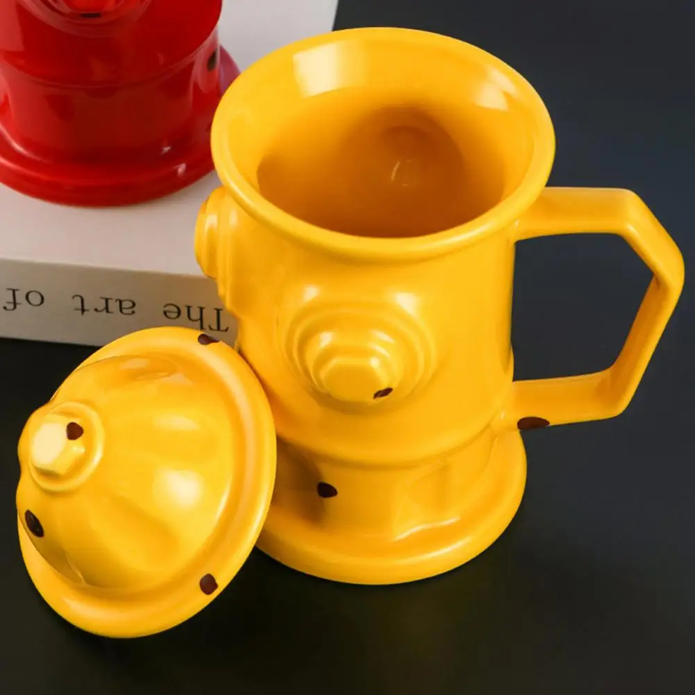 Large Capacity Ceramic Cup Funny Hydrant Design Novel Cup Design with C-shaped Handle Colorful Ceramic Coffee Mug for Drinking