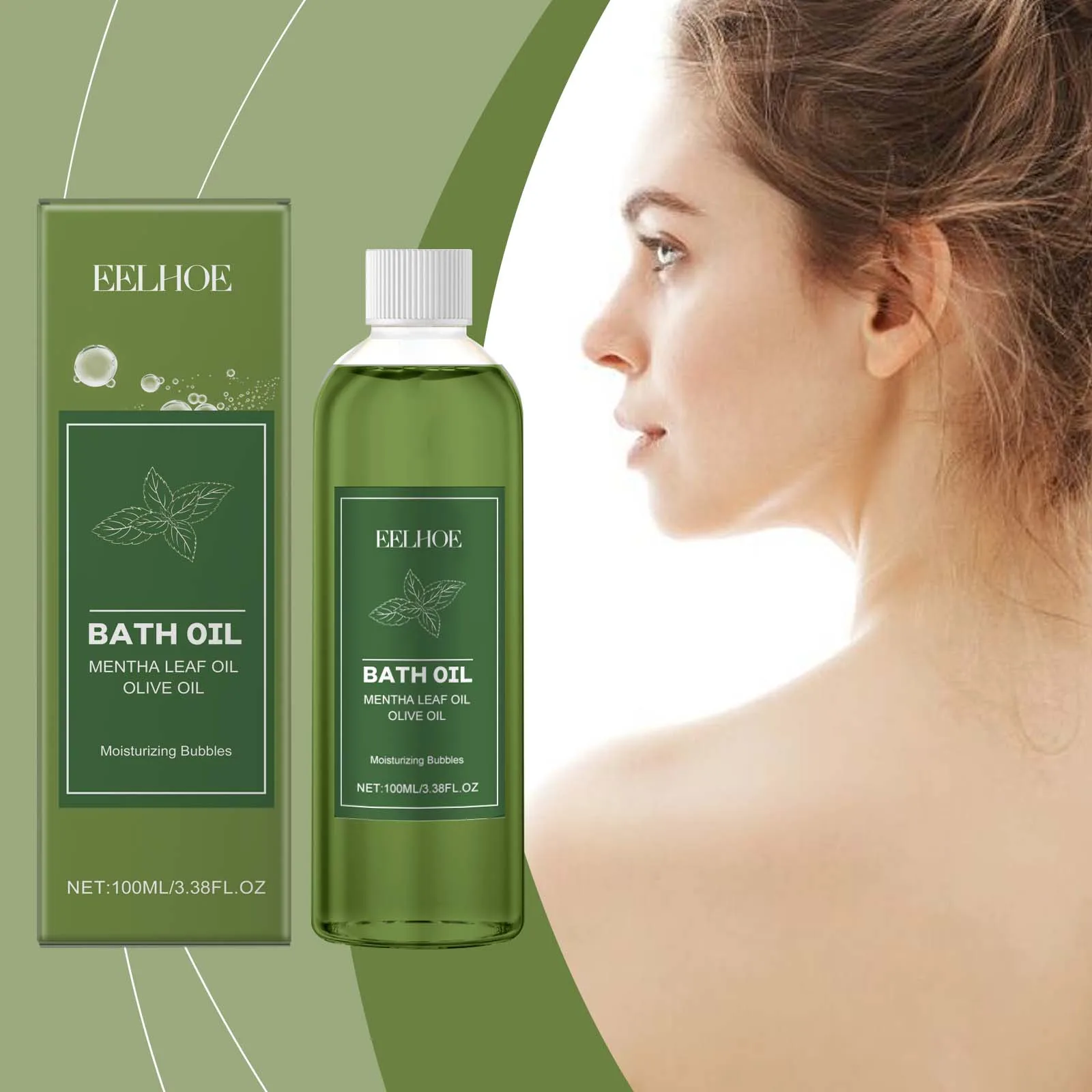 Mentha Leaf & Olive Bath Oil - Moisturizing Bubble Bath for Relaxation & Skin Hydration | 100ml"