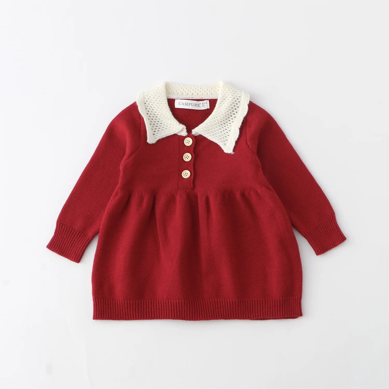 2026 New Girls Knit Sweater Dress Autumn Spring Unique Pretty Baby Toddler First Birthday Party Gowns Warm Cozy Cute Lovely 1-4T