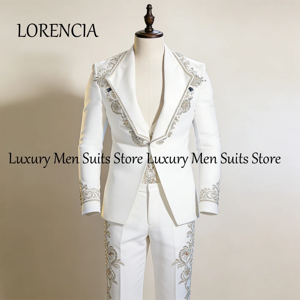 

Gorgeous Crystal Suits for Male 3 Pieces Diamond Tuxedos Wedding Groom Outfits 2026 Customized Blazer Pants traje hombre moderno