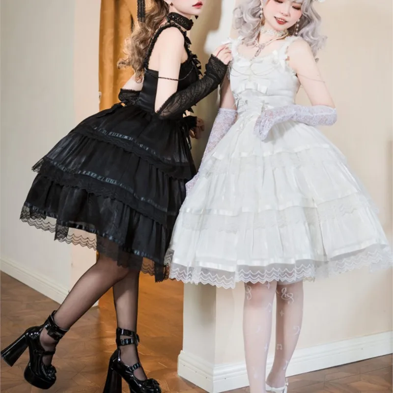 Daily Gothic Style Dark Dress Black White Twin