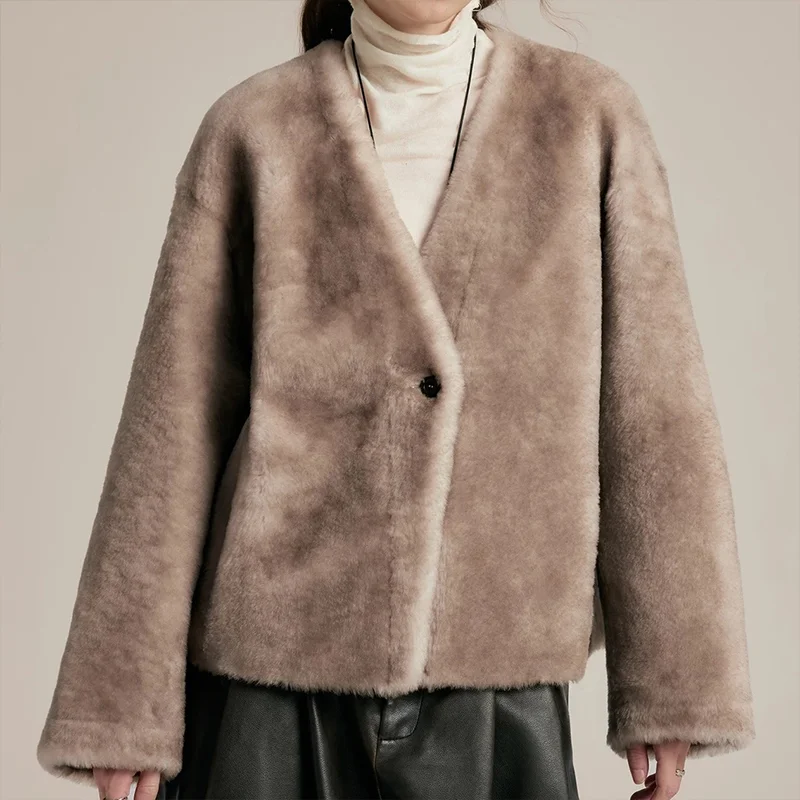معطف قطعة واحدة مبطن بالفرو عالي الجودة للسيدات ملابس خارجية شتوية جديدة مع حشوة سميكة للطبقات 251107149 #5