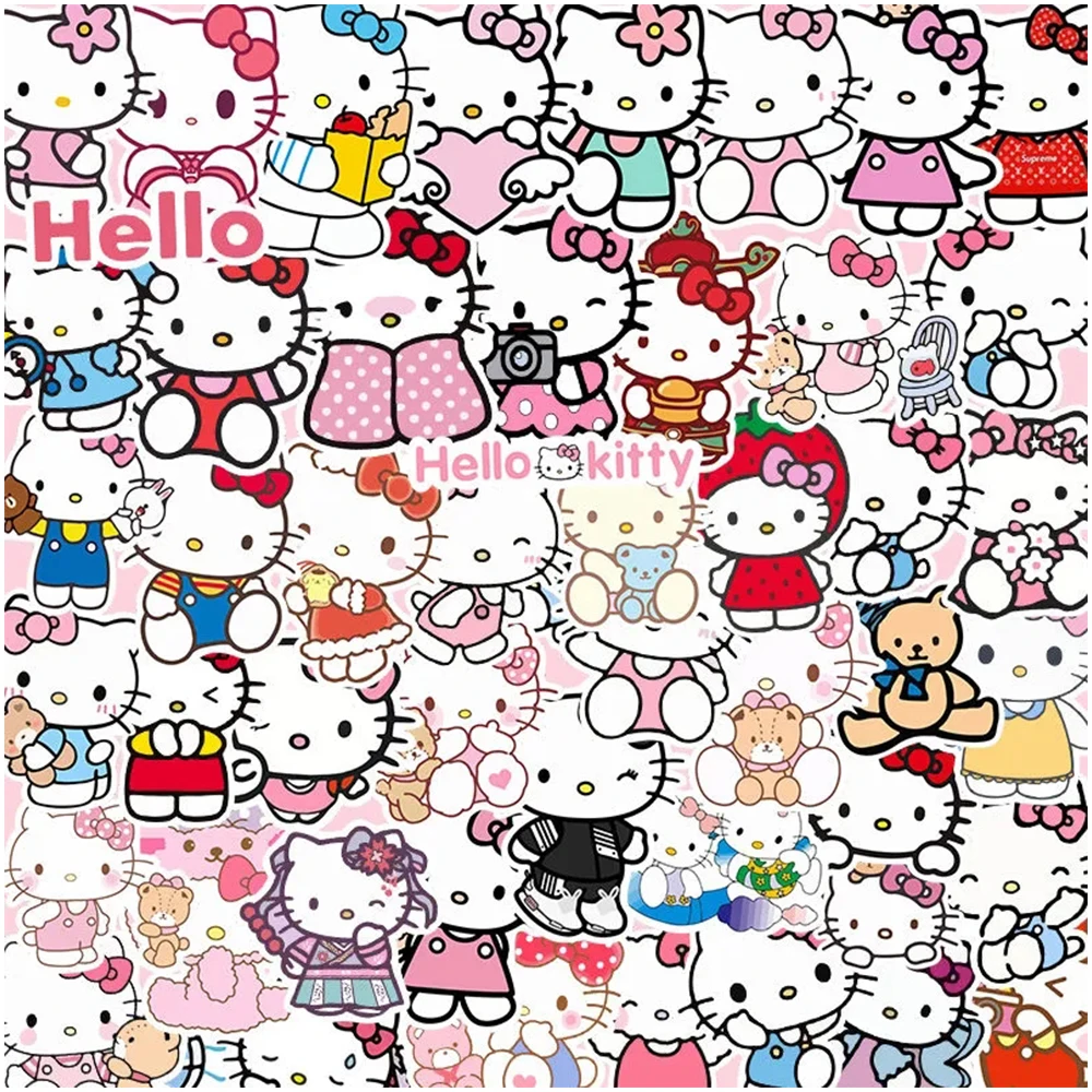 10/30/50pcs Kawaii Cartoon Hello Kitty Stickers Sanrio Anime Decals DIY Guitar Phone Case Laptop Cute Graffiti Kids Sticker Toy