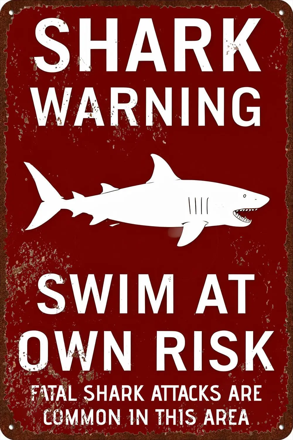 Metal Tin Sign Warning Shark Sighted Enter at Your Own Risk with Dangerous Vintage Sign Home Bar Wall Art Decor 8x12 Inch